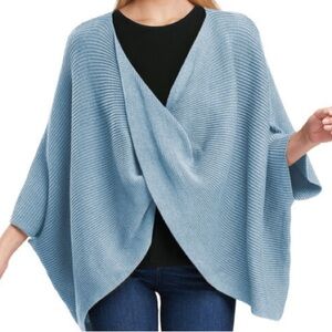 World Market Twist Poncho Light Blue Sweater